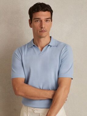 Reiss Duchie Extra Fine Merino Wool Short Sleeve Polo Shirt - L